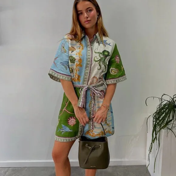 ALEMAIS Bath House Mini Dress in Linen - Picture 6 of 13